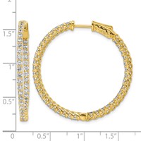 Sterling Shimmer Sterling Silver Gold-tone Flash Gold-plated 78 Stone 2mm CZ in and Out Round Hinged Hoop Earrings view 4