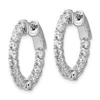 Sterling Shimmer Sterling Silver Rhodium-plated 30 Stone 2.3mm CZ in and Out Round Hinged Hoop Earrings view 2