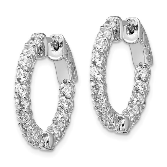 Sterling Silver 2.3mm CZ Hinged Hoops