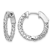 Sterling Shimmer Sterling Silver Rhodium-plated 30 Stone 2.3mm CZ in and Out Round Hinged Hoop Earrings view 1