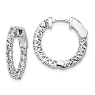Sterling Silver 2.3mm CZ Hinged Hoops