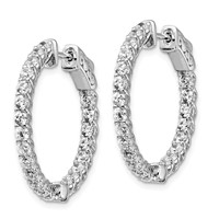 Sterling Shimmer Sterling Silver Rhodium-plated 44 Stone 2.5mm CZ in and Out Round Hinged Hoop Earrings view 2