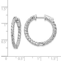 Sterling Shimmer Sterling Silver Rhodium-plated 44 Stone 2.5mm CZ in and Out Round Hinged Hoop Earrings view 4
