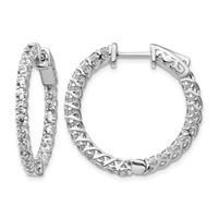 Sterling Shimmer Sterling Silver Rhodium-plated 44 Stone 2.5mm CZ in and Out Round Hinged Hoop Earrings view 1