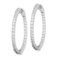 Sterling Shimmer Sterling Silver Rhodium-plated 70 Stone 2.3mm CZ in and Out Round Hinged Hoop Earrings view 2