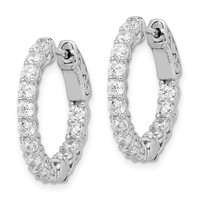 Sterling Shimmer Sterling Silver Rhodium-plated 26 Stone 2.5mm CZ in and Out Round Hinged Hoop Earrings view 2