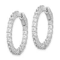 Sterling Shimmer Sterling Silver Rhodium-plated 40 Stone 2.5mm CZ in and Out Round Hinged Hoop Earrings view 2