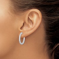 Sterling Shimmer Sterling Silver Rhodium-plated 40 Stone 2.5mm CZ in and Out Round Hinged Hoop Earrings view 3