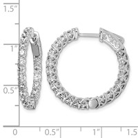 Sterling Shimmer Sterling Silver Rhodium-plated 40 Stone 2.5mm CZ in and Out Round Hinged Hoop Earrings view 4