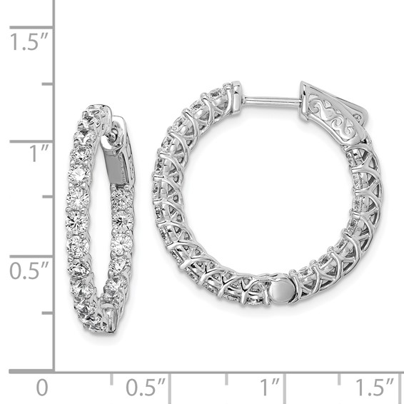 Sterling Silver 2.5mm CZ Hinged Hoops