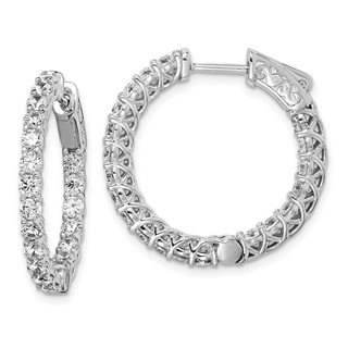 Sterling Silver 2.5mm CZ Hinged Hoops