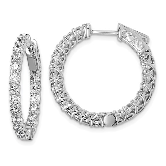 Sterling Silver 2.5mm CZ Hinged Hoops