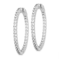 Sterling Shimmer Sterling Silver Rhodium-plated 66 Stone 2.5mm CZ in and Out Round Hinged Hoop Earrings view 2