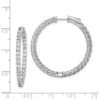 Sterling Shimmer Sterling Silver Rhodium-plated 66 Stone 2.5mm CZ in and Out Round Hinged Hoop Earrings view 4