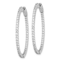 Sterling Shimmer Sterling Silver Rhodium-plated 88 Stone 1.7mm CZ in and Out Oval Hinged Hoop Earrings view 2