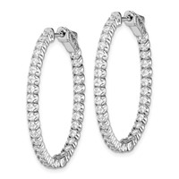 Sterling Shimmer Sterling Silver Rhodium-plated 66 Stone 2.0mm CZ in and Out Oval Hinged Hoop Earrings view 2