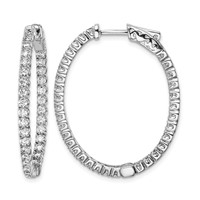 Sterling Shimmer Sterling Silver Rhodium-plated 66 Stone 2.0mm CZ in and Out Oval Hinged Hoop Earrings view 1