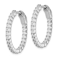 Sterling Shimmer Sterling Silver Rhodium-plated 44 Stone 2.3mm CZ in and Out Oval Hinged Hoop Earrings view 2