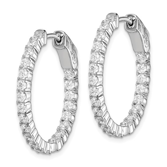 Sterling Silver 2.3mm CZ Oval Hinged Hoops