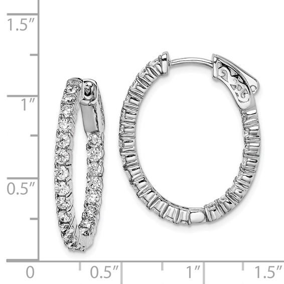 Sterling Silver 2.3mm CZ Oval Hinged Hoops