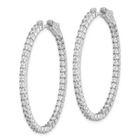 Sterling Shimmer Sterling Silver Rhodium-plated 84 Stone 2.3mm CZ in and Out Oval Hinged Hoop Earrings view 2