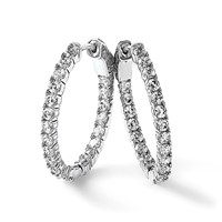 Sterling Shimmer Black Rhodium-plated 42 Stone 2.5mm CZ in and Out Oval Hinged Hoop Earrings view 5