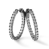 Sterling Shimmer Sterling Silver Rhodium-plated 42 Stone 2.5mm CZ in and Out Oval Hinged Hoop Earrings view 5