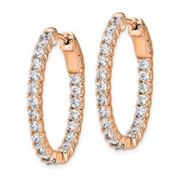 Sterling Shimmer Sterling Silver Rose-tone Flash Rose Gold-plated 42 Stone 2.5mm CZ in and Out Oval Hinged Hoop Earrings view 2