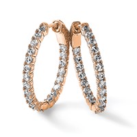 Sterling Shimmer Sterling Silver Rose-tone Flash Rose Gold-plated 42 Stone 2.5mm CZ in and Out Oval Hinged Hoop Earrings view 5