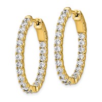Sterling Shimmer Sterling Silver Gold-tone Flash Gold-plated 42 Stone 2.5mm CZ in and Out Oval Hinged Hoop Earrings view 2