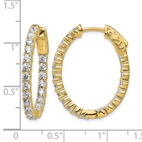 Sterling Shimmer Sterling Silver Gold-tone Flash Gold-plated 42 Stone 2.5mm CZ in and Out Oval Hinged Hoop Earrings view 4
