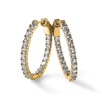 Sterling Shimmer Sterling Silver Gold-tone Flash Gold-plated 42 Stone 2.5mm CZ in and Out Oval Hinged Hoop Earrings view 5