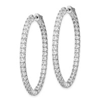 Sterling Shimmer Sterling Silver Rhodium-plated 78 Stone 2.5mm CZ in and Out Oval Hinged Hoop Earrings view 2