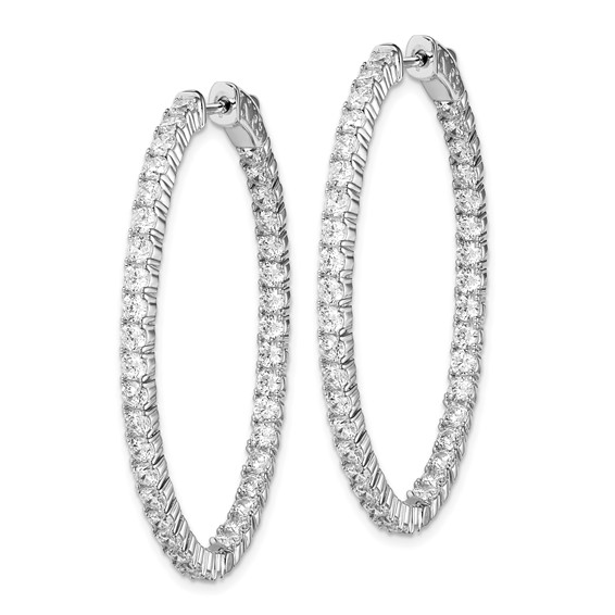 Sterling Shimmer Sterling Silver Rhodium-plated 78 Stone 2.5mm CZ In and Out Oval Hinged Hoop Earrings