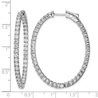 Sterling Shimmer Sterling Silver Rhodium-plated 78 Stone 2.5mm CZ in and Out Oval Hinged Hoop Earrings view 4