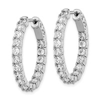 Sterling Shimmer Sterling Silver Rhodium-plated 34 Stone 3.0mm CZ in and Out Oval Hinged Hoop Earrings view 2