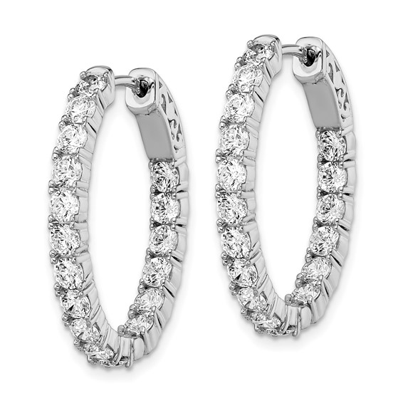 Sterling Silver 3mm CZ Oval Hinged Hoops