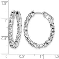 Sterling Shimmer Sterling Silver Rhodium-plated 34 Stone 3.0mm CZ in and Out Oval Hinged Hoop Earrings view 4