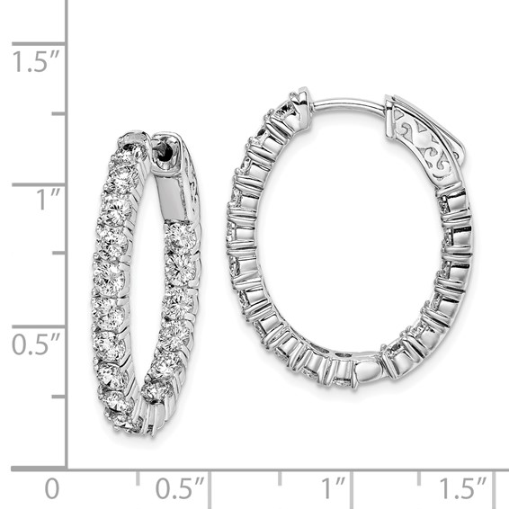 Sterling Silver 3mm CZ Oval Hinged Hoops