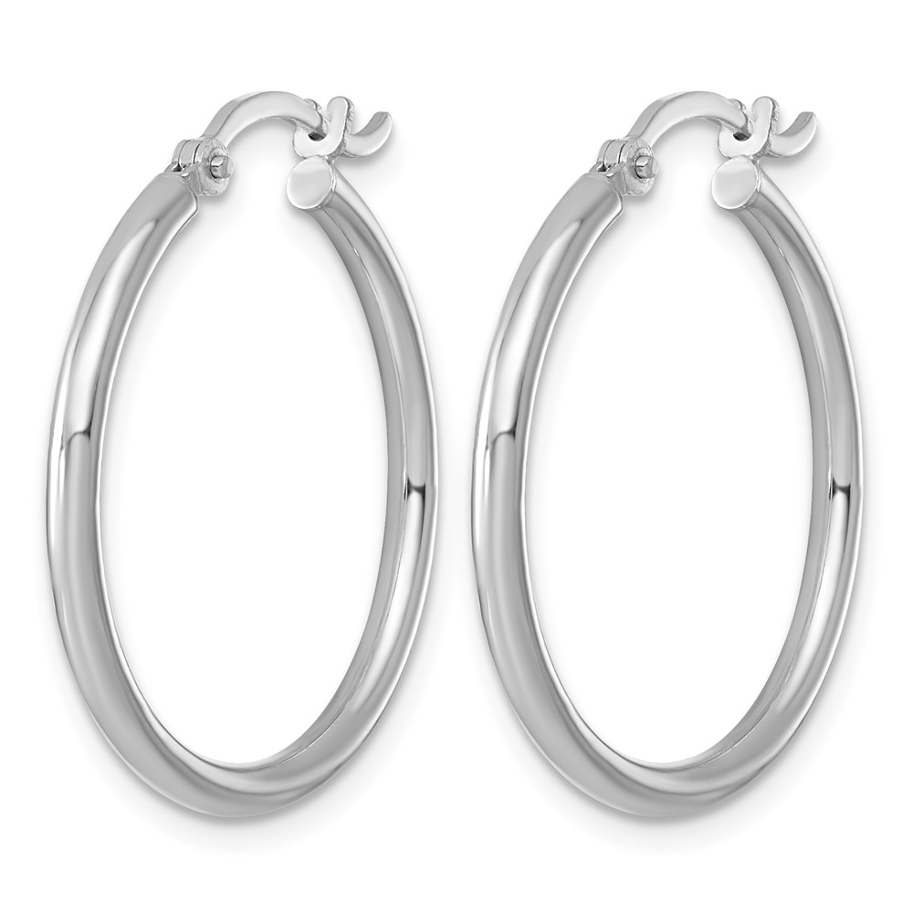 Sterling Silver Rhodium-plated 2mm Round Hoop Earrings (QE800)