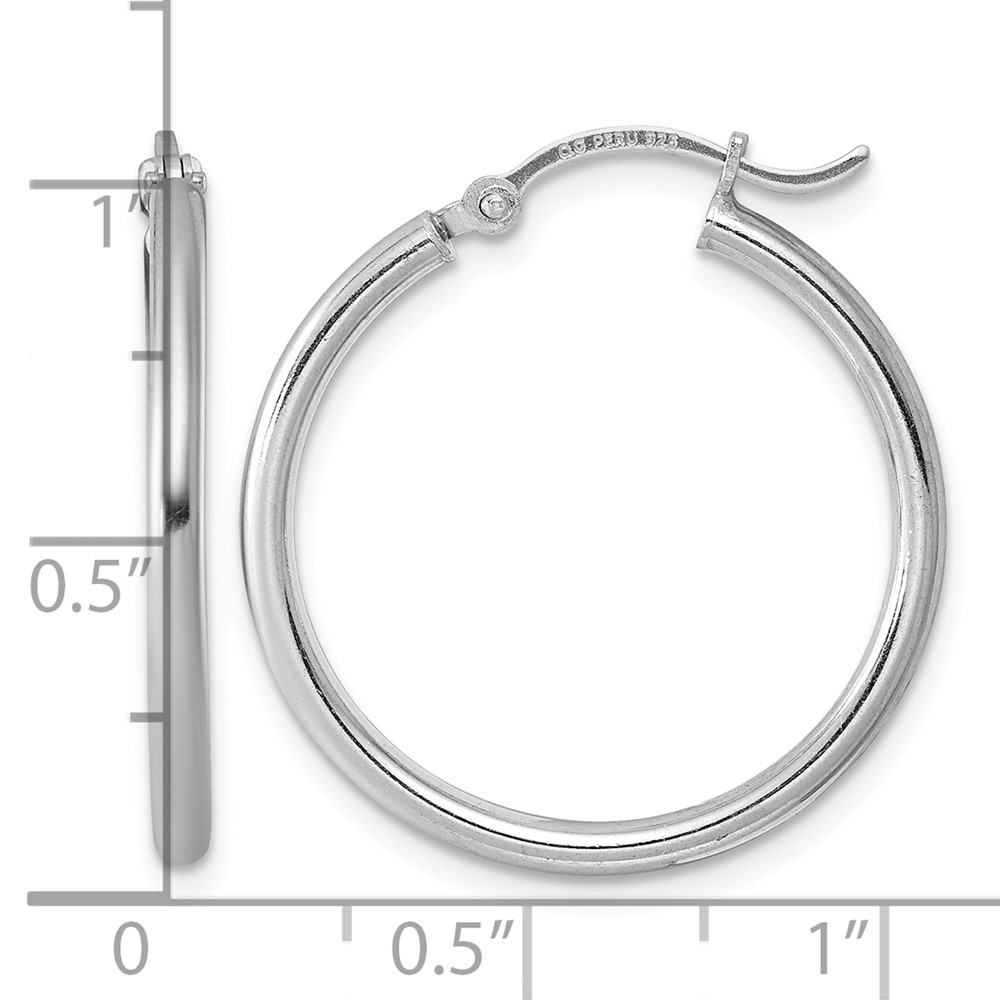 Sterling Silver Rhodium-plated 2mm Round Hoop Earrings (QE800)
