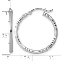 Sterling Silver Rhodium-plated 2mm Round Hoop Earrings view 5