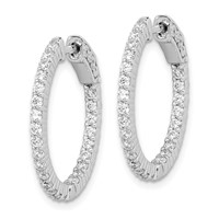Sterling Shimmer Sterling Silver Rhodium-plated 50 Stone 1.7mm CZ in and Out Round Hinged Hoop Earrings view 2