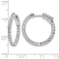 Sterling Shimmer Sterling Silver Rhodium-plated 50 Stone 1.7mm CZ in and Out Round Hinged Hoop Earrings view 4