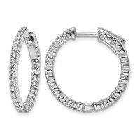 Sterling Shimmer Sterling Silver Rhodium-plated 50 Stone 1.7mm CZ in and Out Round Hinged Hoop Earrings view 1