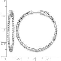 Sterling Shimmer Sterling Silver Rhodium-plated 100 Stone 1.7mm CZ in and Out Round Hinged Hoop Earrings view 4