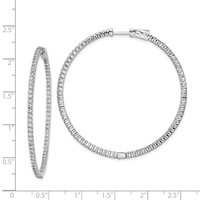 Sterling Shimmer Sterling Silver Rhodium-plated 150 Stone 1.7mm CZ in and Out Round Hinged Hoop Earrings view 4