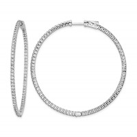 Sterling Shimmer Sterling Silver Rhodium-plated 150 Stone 1.7mm CZ in and Out Round Hinged Hoop Earrings view 1
