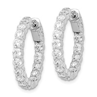 Sterling Shimmer Sterling Silver Rhodium-plated 30 Stone 3mm CZ in and Out Round Hinged Hoop Earrings view 2