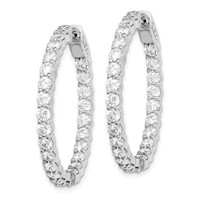 Sterling Shimmer Sterling Silver Rhodium-plated 50 Stone 3mm CZ in and Out Round Hinged Hoop Earrings view 2